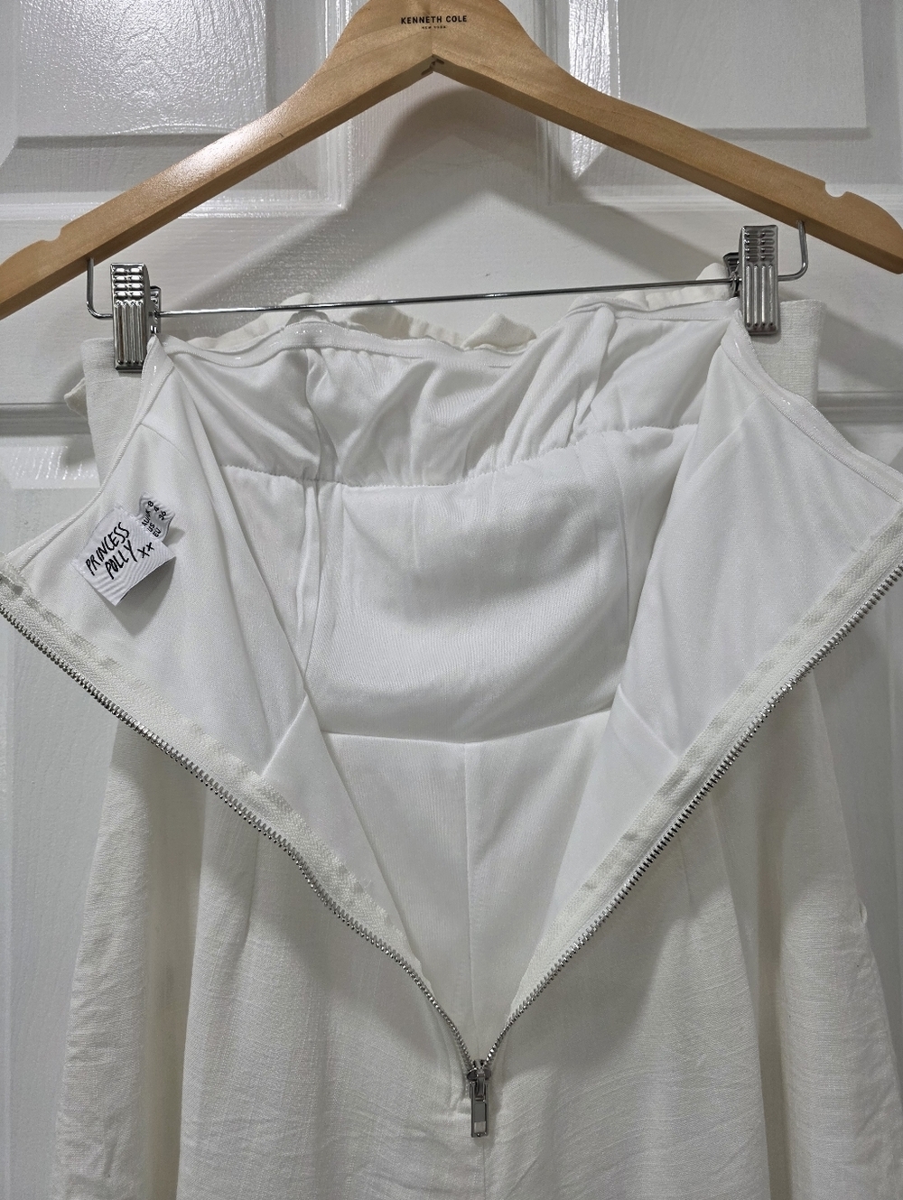 Princess Polly Hunter Mae Strapless Ruched Frill Playsuit Romper White Size 4 - Picture 13 of 16